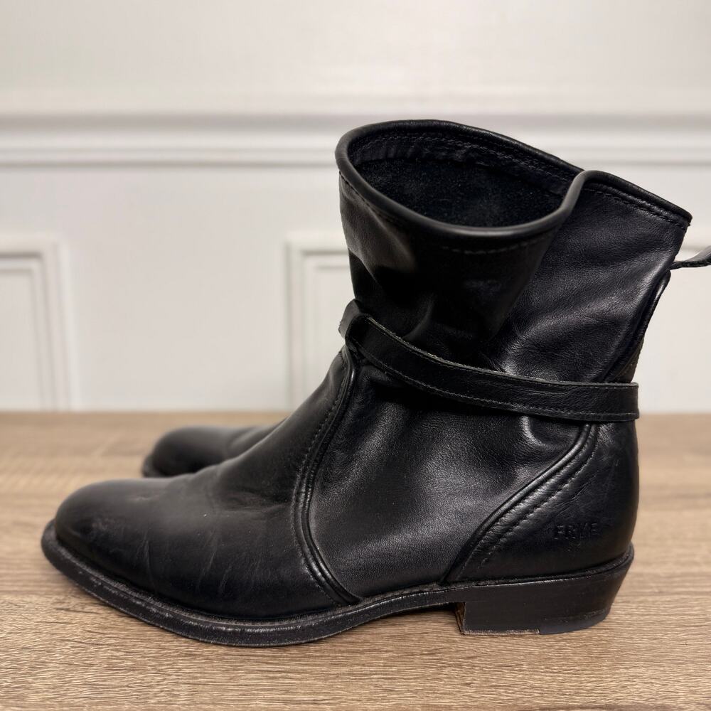 Frye Dorado Short Womens 8 Black Soft Leather Buckle Boot - Picture 3 of 10